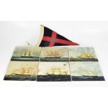 MARITIME INTEREST; a set of six Wedgwood ceramic tiles, each printed with a different ship,