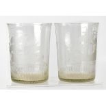 MARITIME INTEREST; a pair of 19th century large glass tumblers,