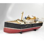 MARITIME INTEREST; an early 20th century wood and painted metal of a gunship,
