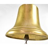 A brass ship's bell with mount, 20 x 19cm excluding bracket, 24cm with bracket.