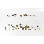 A quantity of jewellery to include rosary beads, cufflinks, also badges, etc.