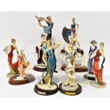 A group of ten reproduction, mostly resin figures, each depicting dancers,