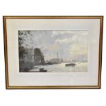 ROY PERRY; watercolour, 'Upstream from Greenwich', signed lower right, gallery label verso,