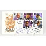 AMERICAN JAZZ; a first day cover bearing the signatures of Sonny Rollins and Pharaoh Saunders.