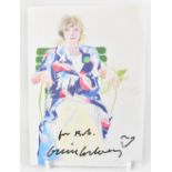 DAVID HOCKNEY; a postcard inscribed 'For Bob' and bearing the artist's signature.