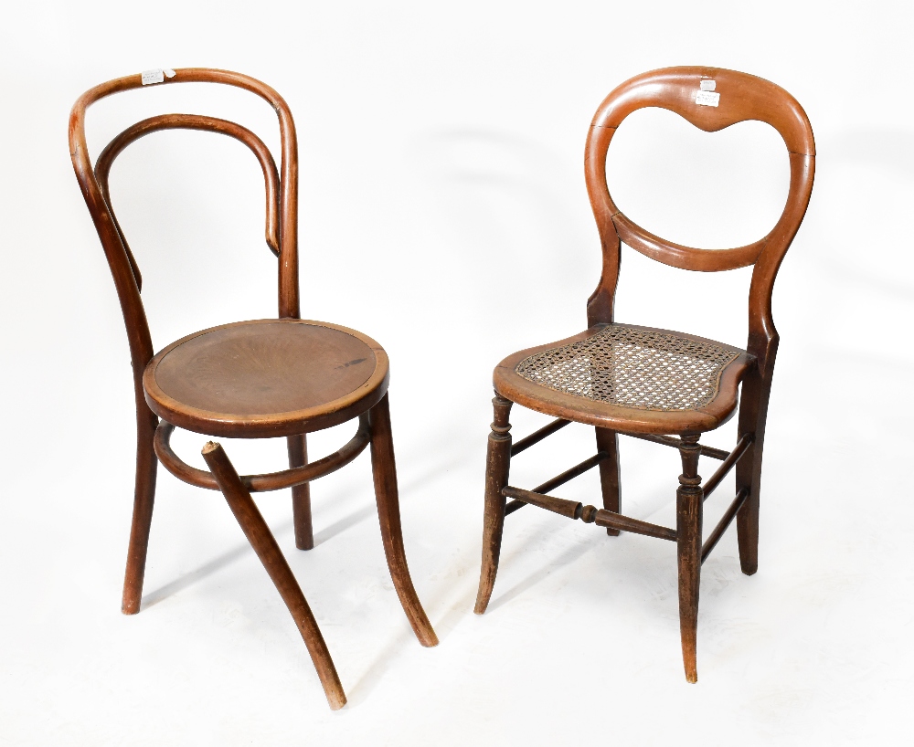 A set of three bentwood chairs with embossed decoration to the seat (af),