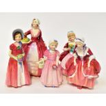 ROYAL DOULTON; five vintage figures to include HN1537 'Janet', HN1955 'Lavinia', HN2102 'Valerie',