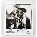 GEORGE CLINTON; two reproduced black and white photographs bearing the musician's signatures.