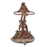 MARITIME INTEREST; a Victorian-style cast iron stick stand modelled as a sailor, with a rope,