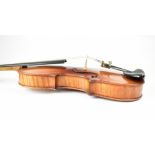 A cased full size violin, Ruggeri copy, possibly French.