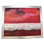 DEBRA STROUD (British 20th century); oil on canvas, abstract in reds and white, signed verso,