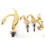 A large and impressive gold plated swan form bathroom set,