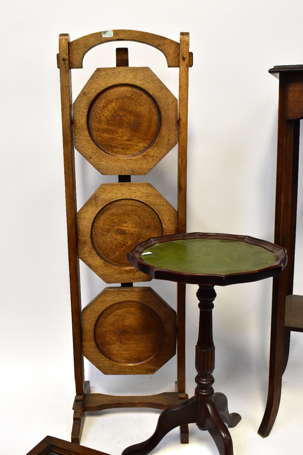 An oak three-tier folding cake stand, height 98cm, - Image 3 of 4