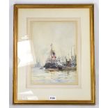 CHARLES EDWARD DIXON (1872-1934); watercolour, Liverpool Landing Stage,