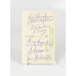 MANCHESTER UNITED; a black and white postcard bearing several signatures, including Foulkes, Blanch,