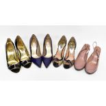 A large quantity of ladies' shoes, mainly high heels, including Emporio Armani, Roland Cartier,