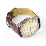 OMEGA; a circa 1970 gentlemen's stainless steel 'De Ville' manual wind wristwatch, 32mm.