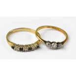 Two gold dress rings to include an 18ct gold ring,