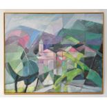 DAVID ALAN SAMUELS (20th century); oil, abstract, 'Bellagio', 63 x 77cm, framed.