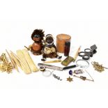 A mixed lot of antique, vintage and modern collectibles, to include a 1950s wooden African figure,