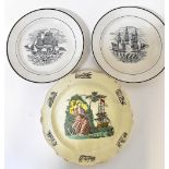 MARITIME INTEREST; two 19th century black and white transfer printed plates decorated with ships,