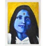 DAVID ALAN SAMUELS (20th century); oil, portrait 'Anandanayi Ma', signed verso and dated 2020,