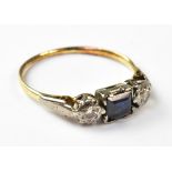 A vintage sapphire and diamond gold ring,