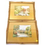 E M CROSS; two late 19th century watercolours, one titled 'Old Bridge Baslow',