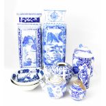 A group of 20th century blue and white oriental ceramics,