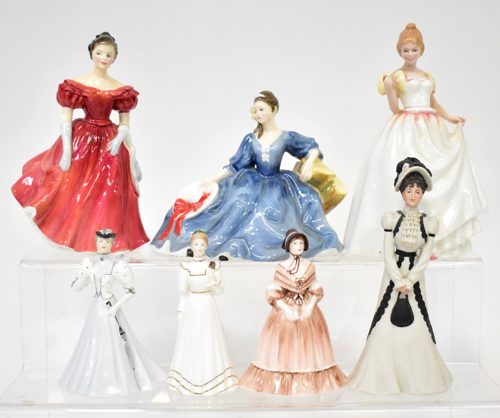ROYAL DOULTON; three figures HN2429 'Elyse', HN2220 'Winsome', and HN3427 'Gift of Love',