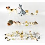 Various animal figures to include Wade cats, tortoise, hedgehog trinket box, Tramp the dog,