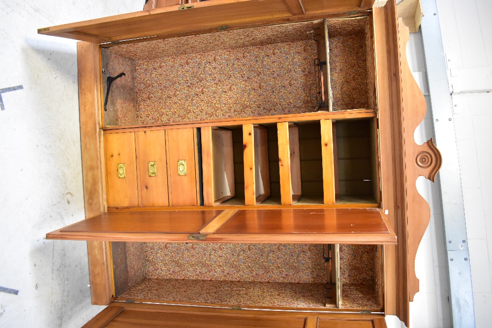 An Edwardian satin walnut triple wardrobe, - Image 5 of 5