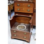 A 19th century mahogany line inlaid commode in the form of a four-drawer bachelor's chest,