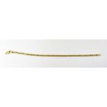 A 9ct gold fancy square link bracelet with lobster claw clasp, length approx 20cm, approx 10g.