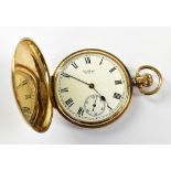 WALTHAM USA; a 9ct gold full hunter pocket watch,