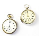 Two hallmarked silver open face pocket watches,