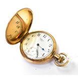 WALTHAM; a Moon gold plated full hunter pocket watch,