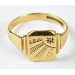 A gentlemen's vintage 9ct gold signet ring in the Art Deco style,