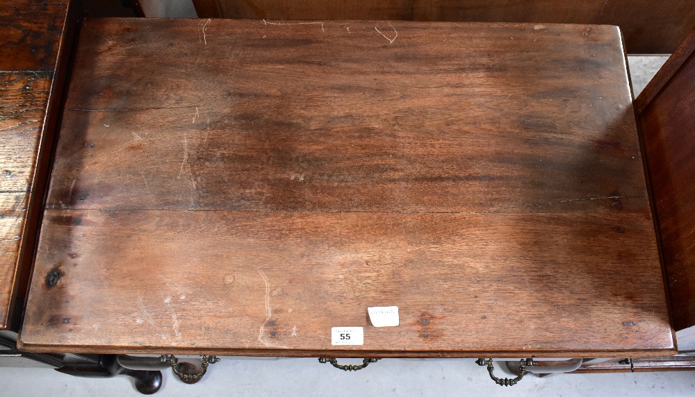 A 19th century oak lowboy, the moulded top above three frieze drawers and shaped apron, - Image 5 of 8