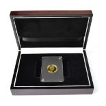 A Queen Elizabeth II 2016 Angel 1/4 ounce coin, encapsulated, in presentation case and outer box,