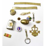 A collectors' lot comprising a hallmarked silver and enamel Leicester Schools F.A.