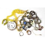 A small quantity of vintage costume jewellery, to include diamanté and paste necklaces,