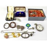 Various modern, vintage and antique costume jewellery, to include a Lincoln Imp brooch, watch,