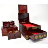 Four contemporary Oriental jewellery boxes,