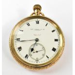 THOMAS RUSSELL; a 9ct gold open face pocket watch,