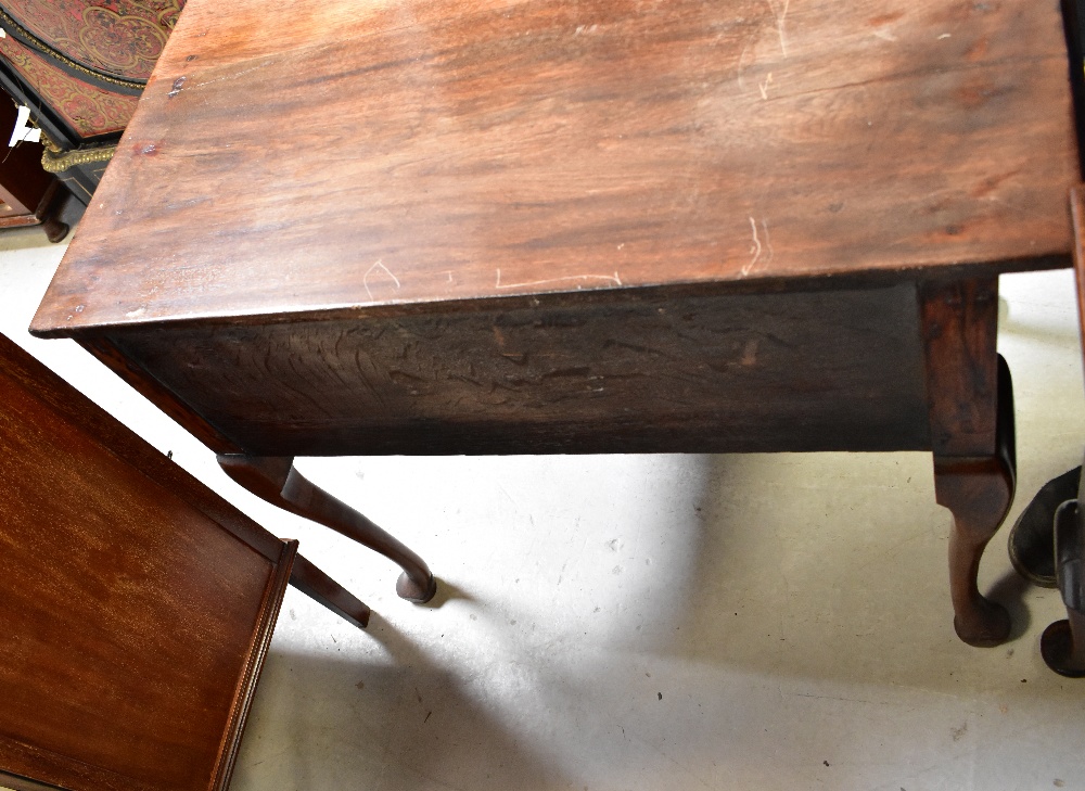 A 19th century oak lowboy, the moulded top above three frieze drawers and shaped apron, - Image 8 of 8