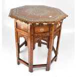 An early 20th century Indian hardwood inlaid octagonal table,