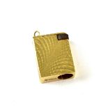 A miniature 9ct gold lighter of square form,