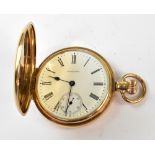 WALTHAM; a 9ct yellow gold full hunter pocket watch,