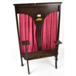 An early 20th century Arts & Crafts fire screen with Art Nouveau inlay to centre panel,